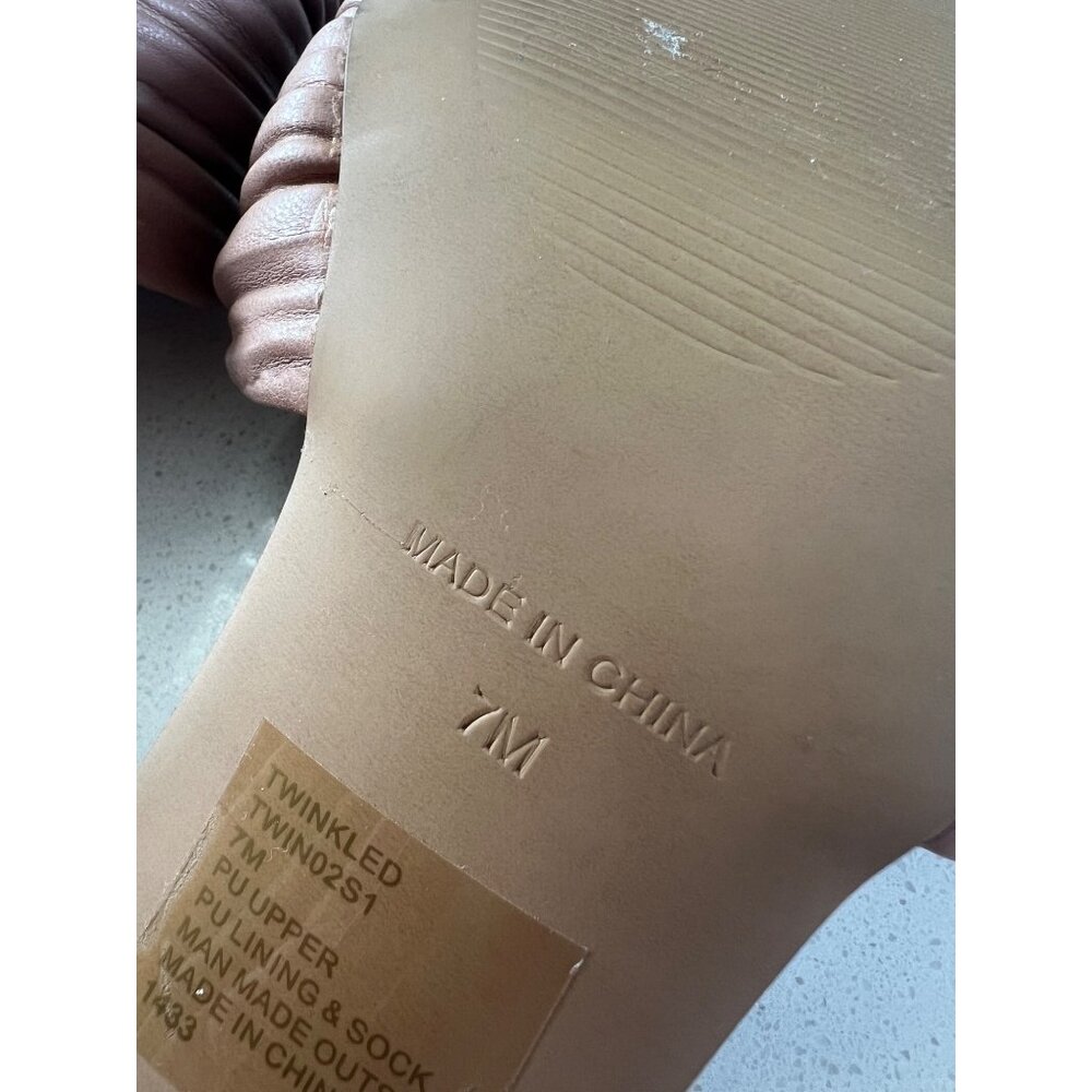 Steve Madden Women's Sparkly Heeled tan leather Sandal Heels mule size 7 - Picture 5 of 7
